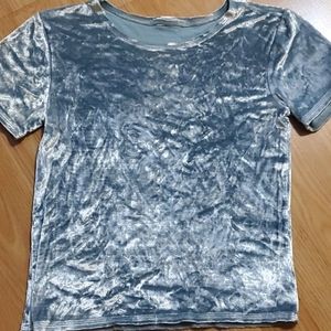 Head-turning silvery-blue crushed velvet tee